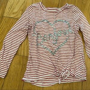 Carter's Red and White Striped Shirt with Silver Heart